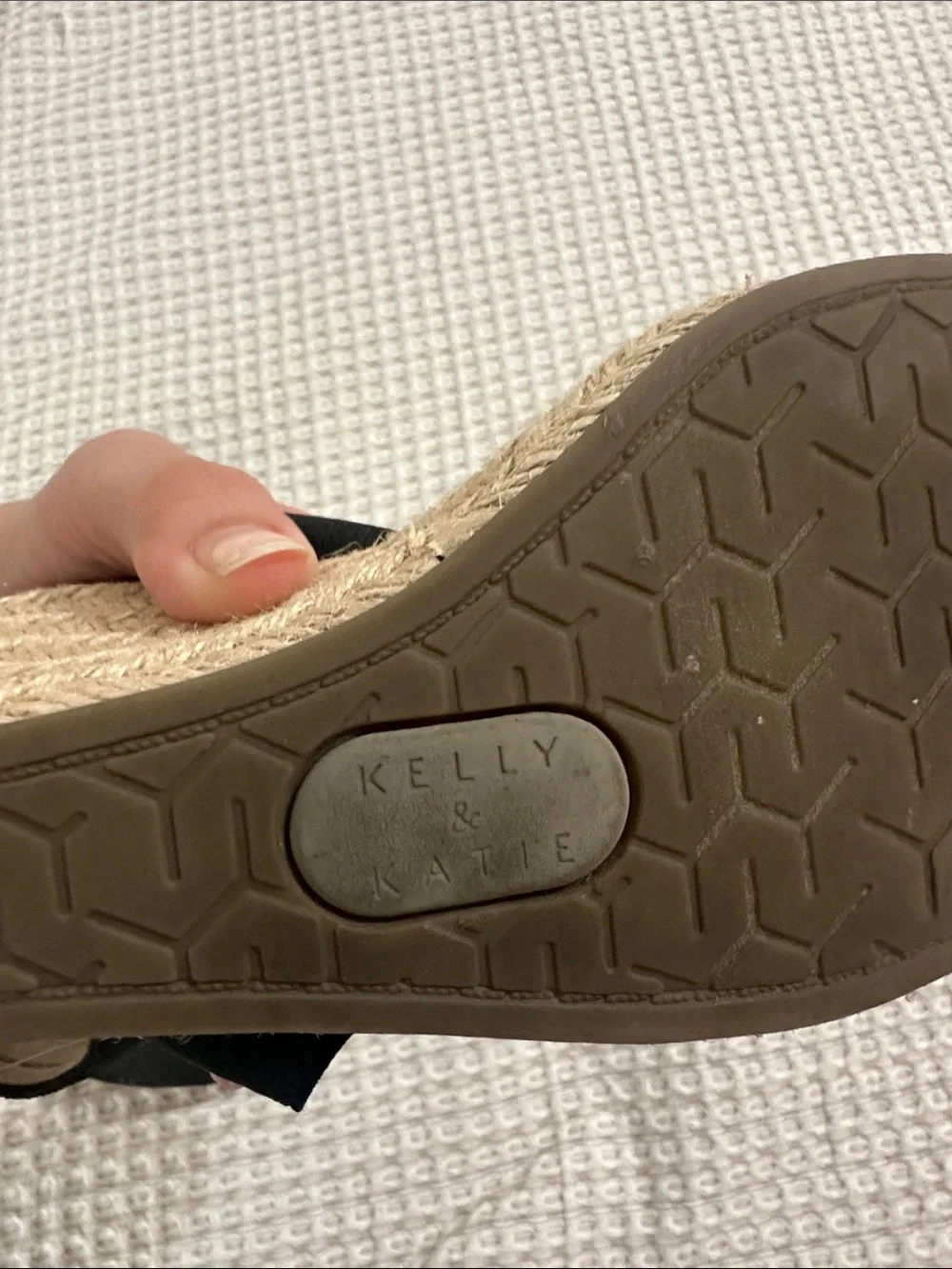 Kelly & Katie Black Espadrille Wedge Sandals with Crisscross Straps